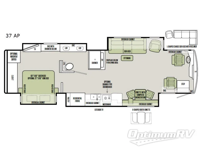 2017 Tiffin Allegro Bus 37 AP RV Floorplan Photo