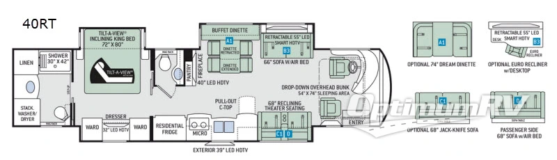 2018 Thor Tuscany 40RT RV Floorplan Photo