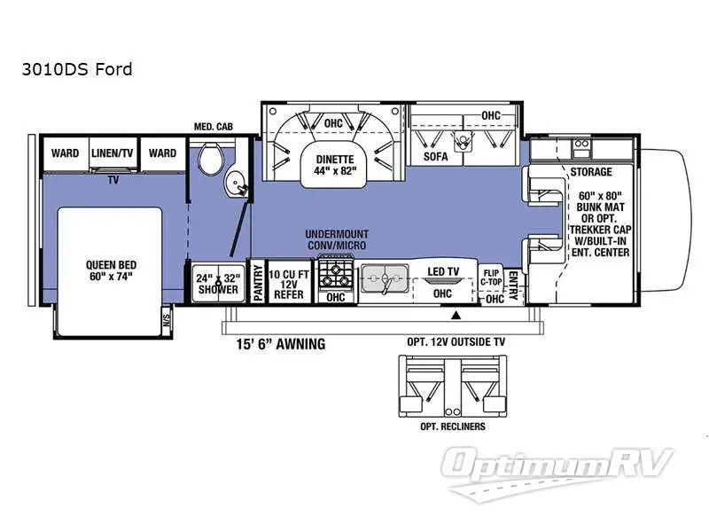 2021 Forest River Sunseeker Classic 3010DS Ford RV Floorplan Photo