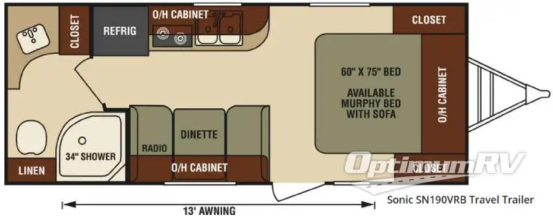 2016 Venture Sonic SN190VRB RV Floorplan Photo