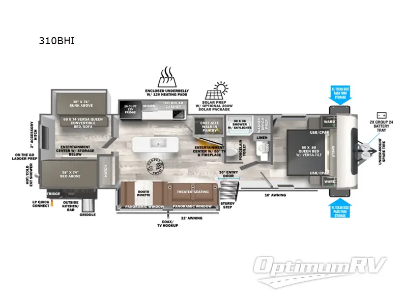 2025 Forest River Wildwood Heritage Glen 310BHI RV Floorplan Photo