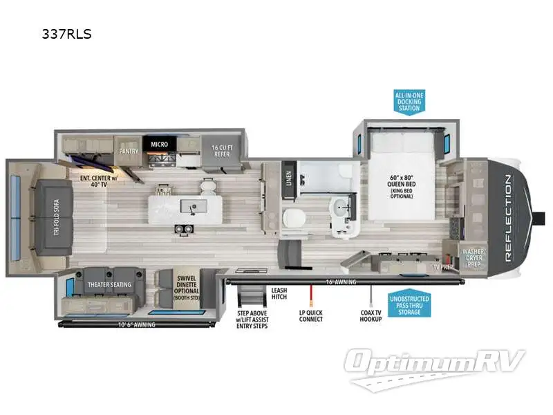 2025 Grand Design Reflection 337RLS RV Floorplan Photo