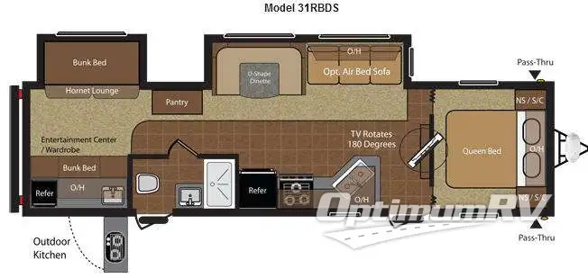 2012 Keystone Hideout 31RBDS RV Floorplan Photo