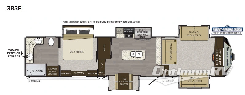 2019 Keystone Avalanche 383FL RV Floorplan Photo