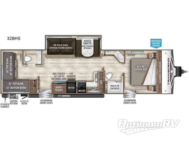 2019 Grand Design Transcend 32BHS RV Floorplan Photo