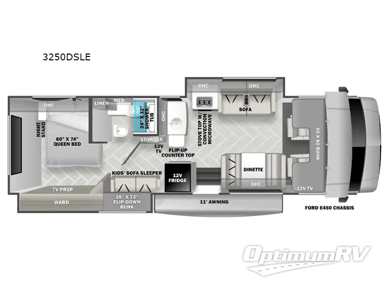 2023 Forest River Sunseeker LE 3250DSLE Ford RV Floorplan Photo