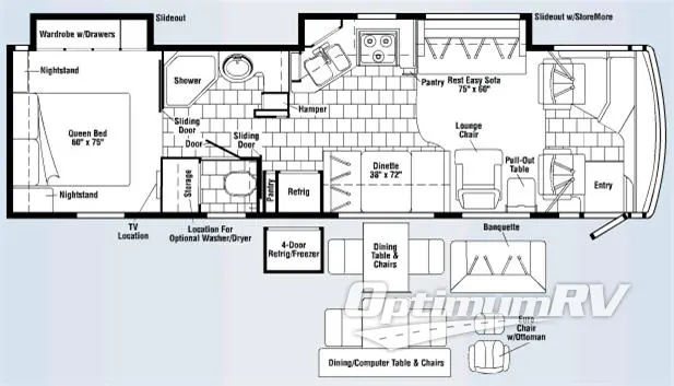 2007 Winnebago Journey 34 H RV Floorplan Photo