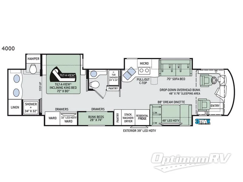 2018 Thor Aria 4000 RV Floorplan Photo