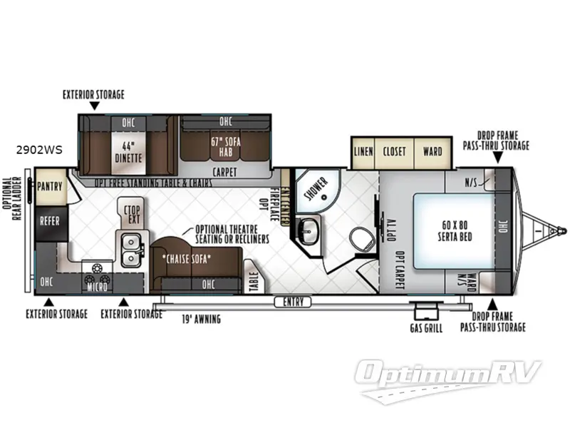 2018 Forest River Rockwood Ultra Lite 2902WS RV Floorplan Photo