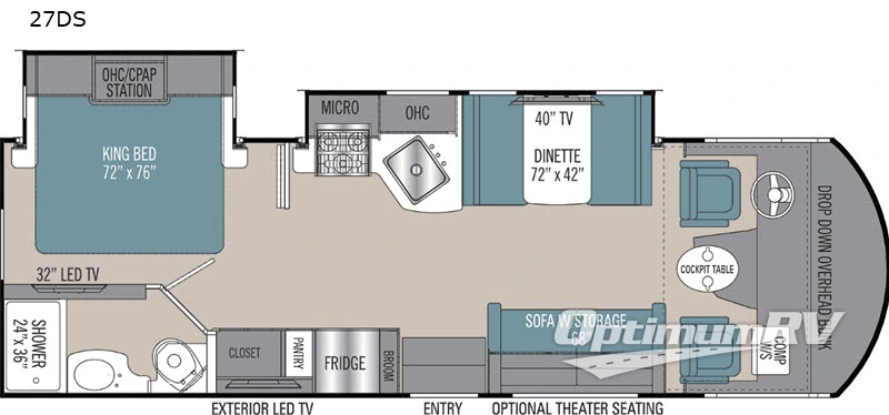 2019 Coachmen Pursuit 27DS RV Floorplan Photo