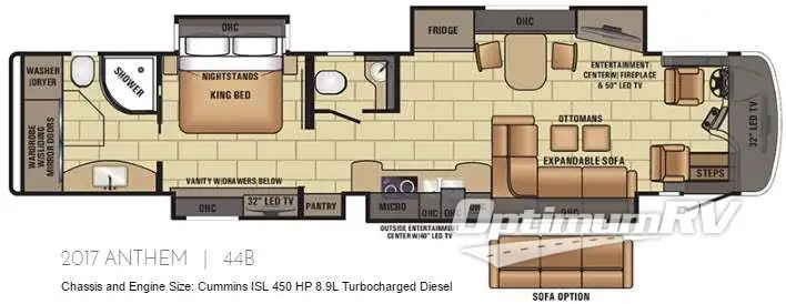 2017 Entegra Anthem 44B RV Floorplan Photo