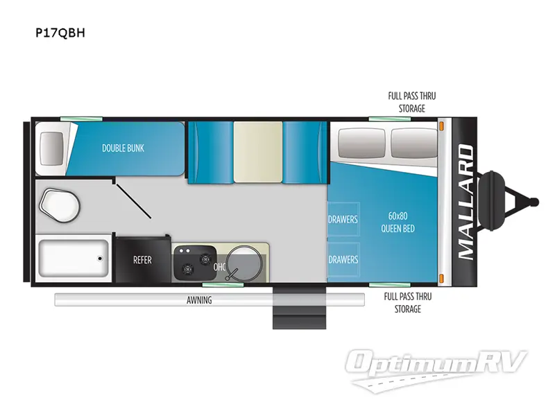 2022 Heartland Mallard Pathfinder P17QBH RV Floorplan Photo