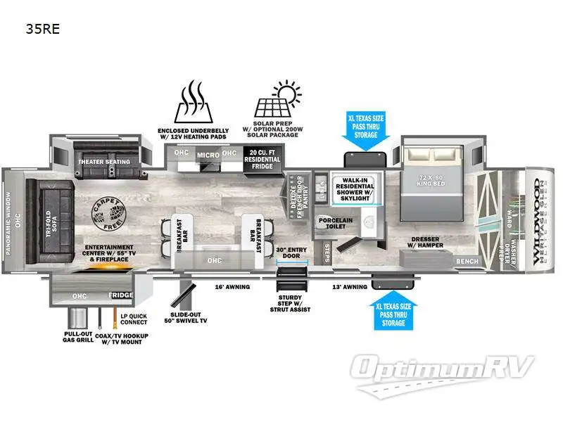 2023 Forest River Wildwood Heritage Glen Elite Series 35RE RV Floorplan Photo