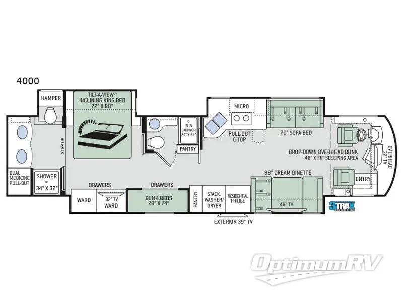 2019 Thor Aria 4000 RV Floorplan Photo