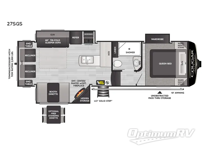 2022 Keystone Cougar Half-Ton 27SGS RV Floorplan Photo