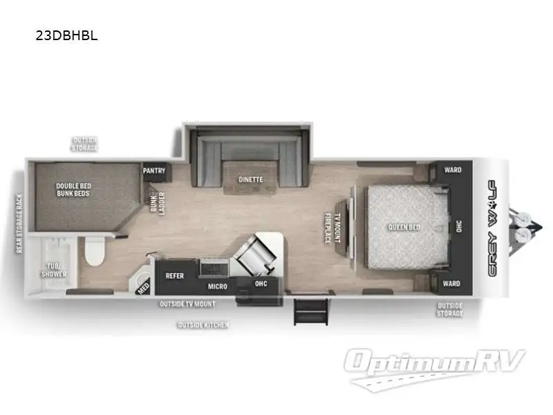 2022 Forest River Cherokee Grey Wolf Black label 23DBHBL RV Floorplan Photo