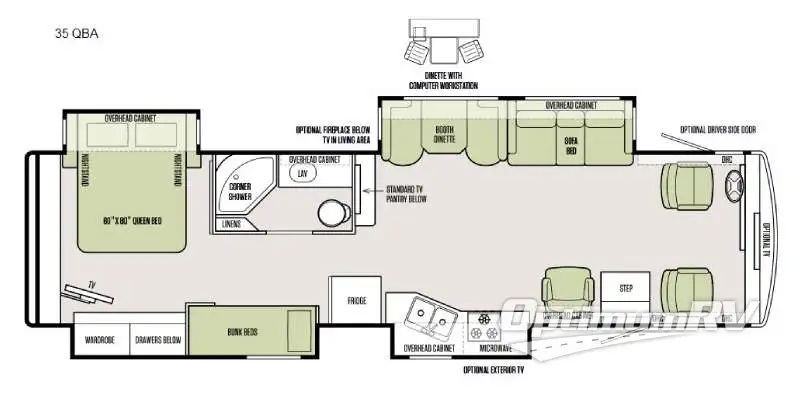 2016 Tiffin Allegro 35 QBA RV Floorplan Photo