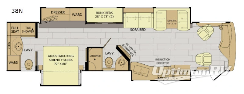 2018 Fleetwood Pace Arrow LXE 38N RV Floorplan Photo