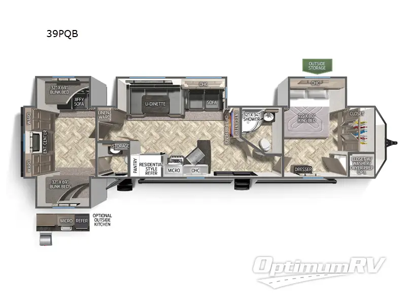 2023 Palomino Puma Destination 39PQB RV Floorplan Photo