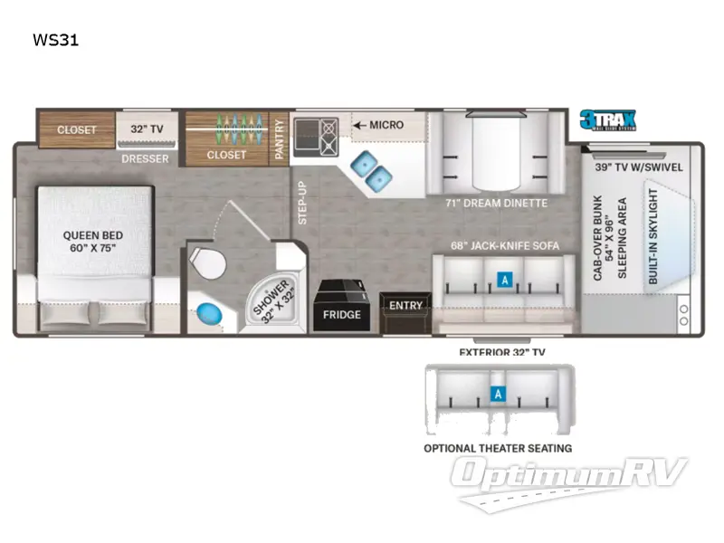 2022 Thor Quantum WS31 RV Floorplan Photo