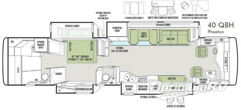 2014 Tiffin Phaeton 40 QBH RV Floorplan Photo