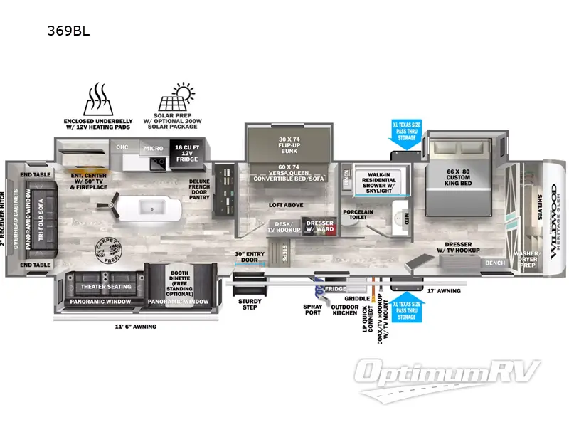 2023 Forest River Wildwood Heritage Glen 369BL RV Floorplan Photo