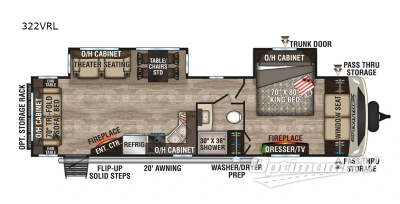 2019 Venture SportTrek Touring Edition 322VRL RV Floorplan Photo