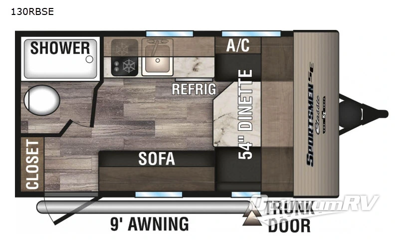 2020 KZ Sportsmen Classic SE 130RBSE RV Floorplan Photo