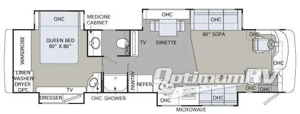 2009 Holiday Rambler Endeavor 38 PDQ RV Floorplan Photo