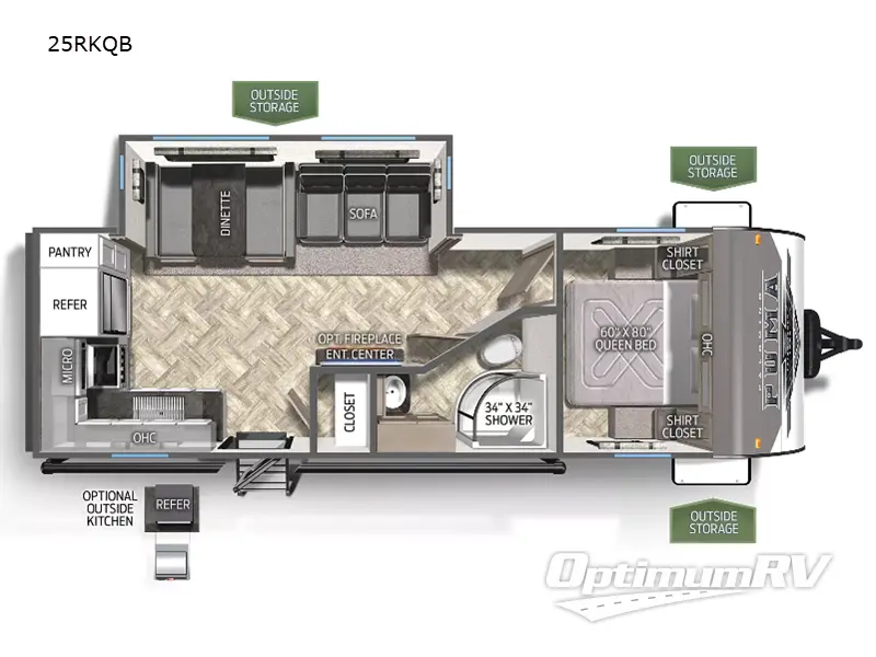 2023 Palomino Puma 25RKQB RV Floorplan Photo