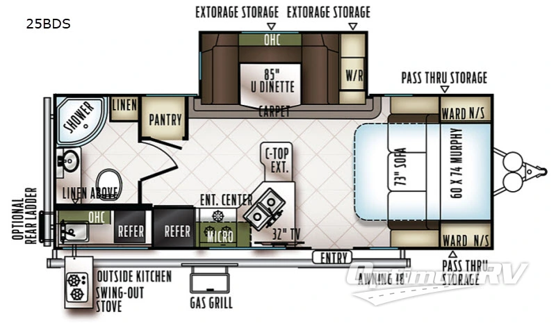 2018 Forest River Flagstaff Micro Lite 25BDS RV Floorplan Photo