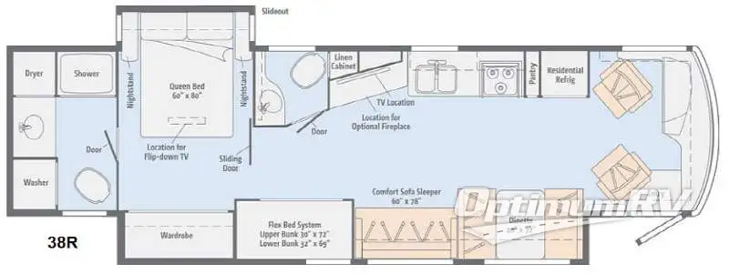 2014 Winnebago Forza 38R RV Floorplan Photo