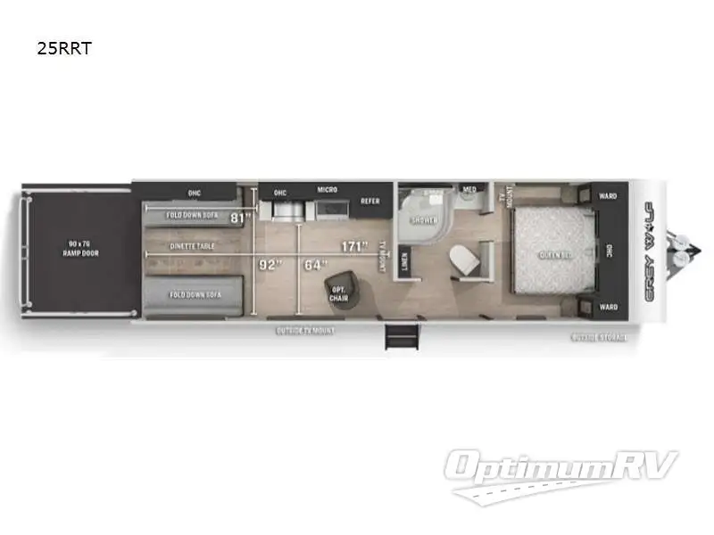 2020 Forest River Cherokee Grey Wolf 25RRT RV Floorplan Photo