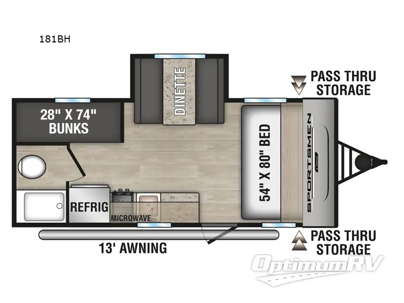 2025 KZ SPORTSMEN CLASSIC 181BH RV Floorplan Photo