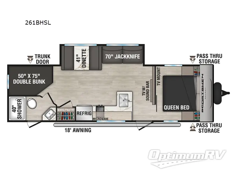 2025 KZ Sportsmen Select 261BHSL RV Floorplan Photo