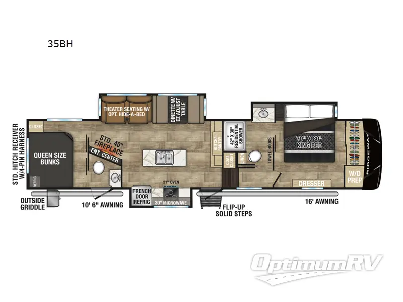 2025 KZ Ridgeway 35BH RV Floorplan Photo