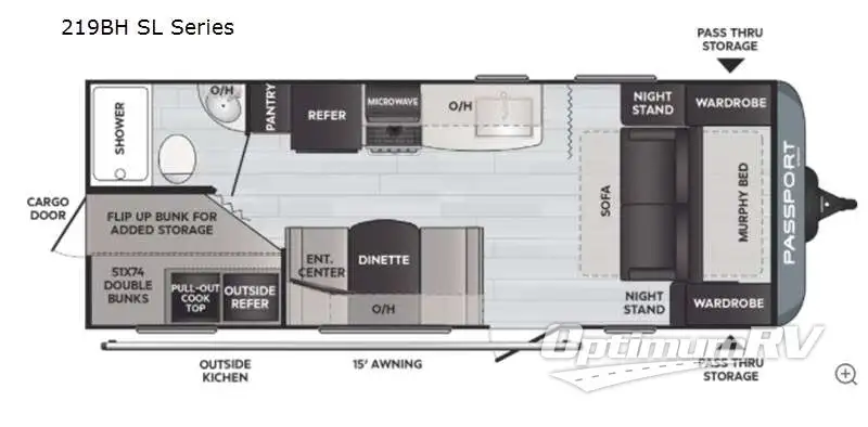 2021 Keystone Passport 219BH SL Series RV Floorplan Photo