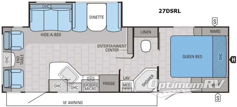 2016 Jayco White Hawk 27DSRL RV Floorplan Photo