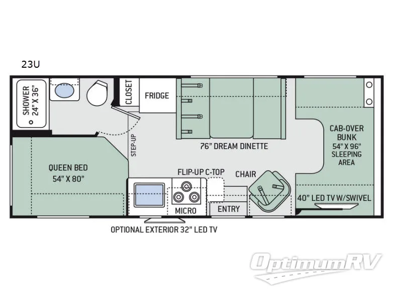 2019 Thor Four Winds 23U RV Floorplan Photo