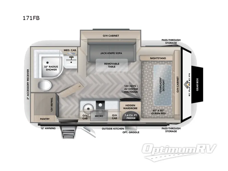 2023 Ember Overland Series 171FB RV Floorplan Photo