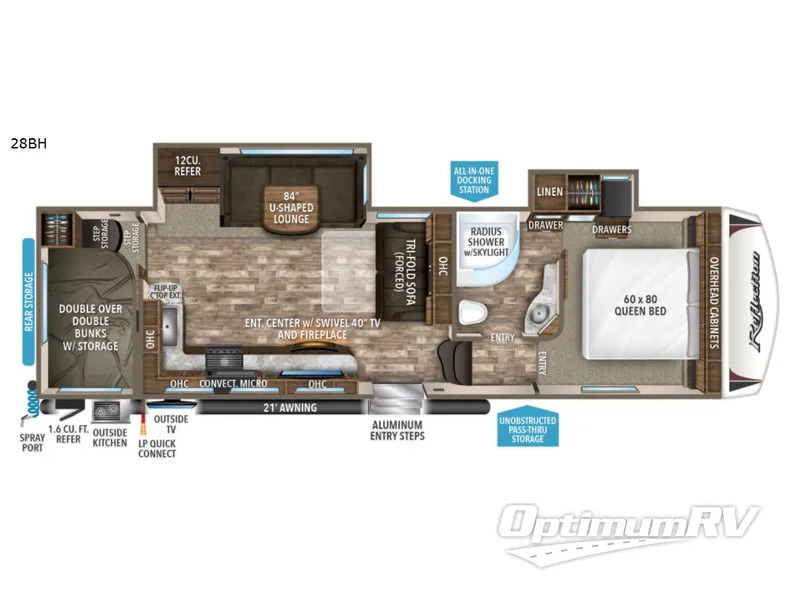 2018 Grand Design Reflection 28BH RV Floorplan Photo