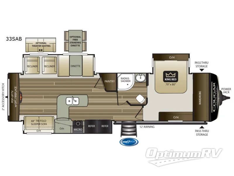 2019 Keystone Cougar Half-Ton Series 33SAB RV Floorplan Photo