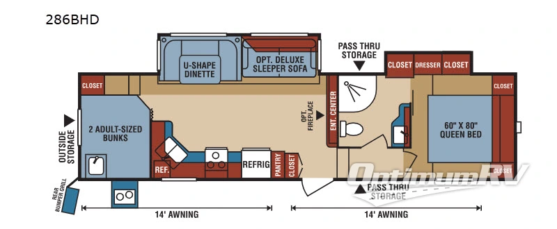 2018 KZ Durango 1500 D286BHD RV Floorplan Photo