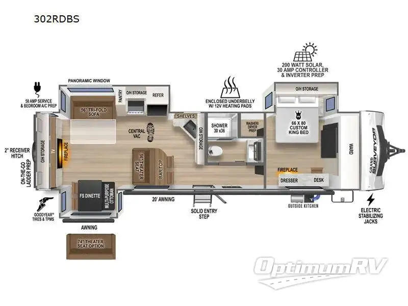 2024 Forest River Grand Surveyor 302RDBS RV Floorplan Photo