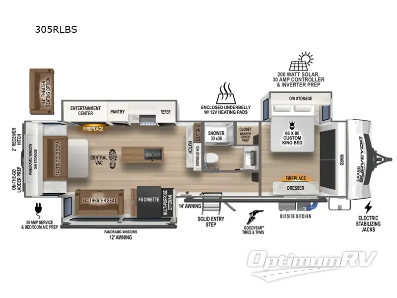 2024 Forest River Grand Surveyor 305RLBS RV Floorplan Photo