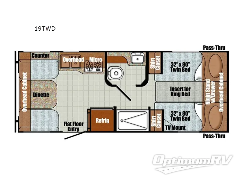 2024 Gulf Stream Vintage Cruiser 19TWD RV Floorplan Photo