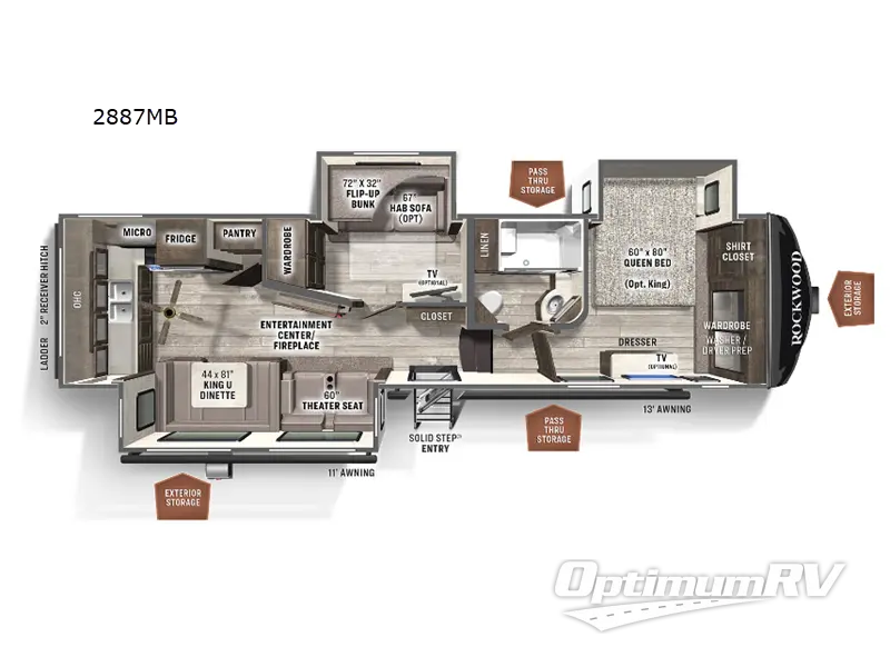 2022 Forest River Rockwood Ultra Lite 2887MB RV Floorplan Photo