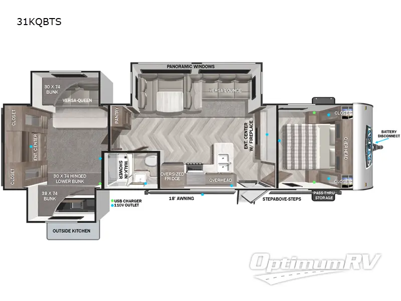 2022 Forest River Salem 31KQBTS RV Floorplan Photo