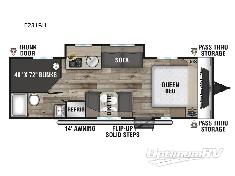 2022 KZ Escape E231BH RV Floorplan Photo