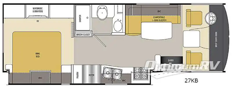 2015 Coachmen Pursuit 27 KB RV Floorplan Photo